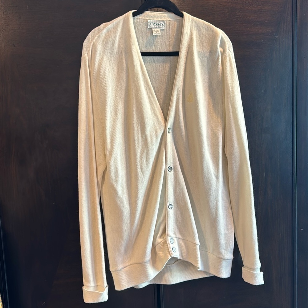IZOD Vintage Cream Cardigan Size Large